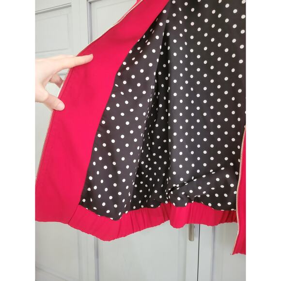 Chico's Women's Bomber Jacket Size XL Red Full Zip Lined Pockets - Picture 10 of 11